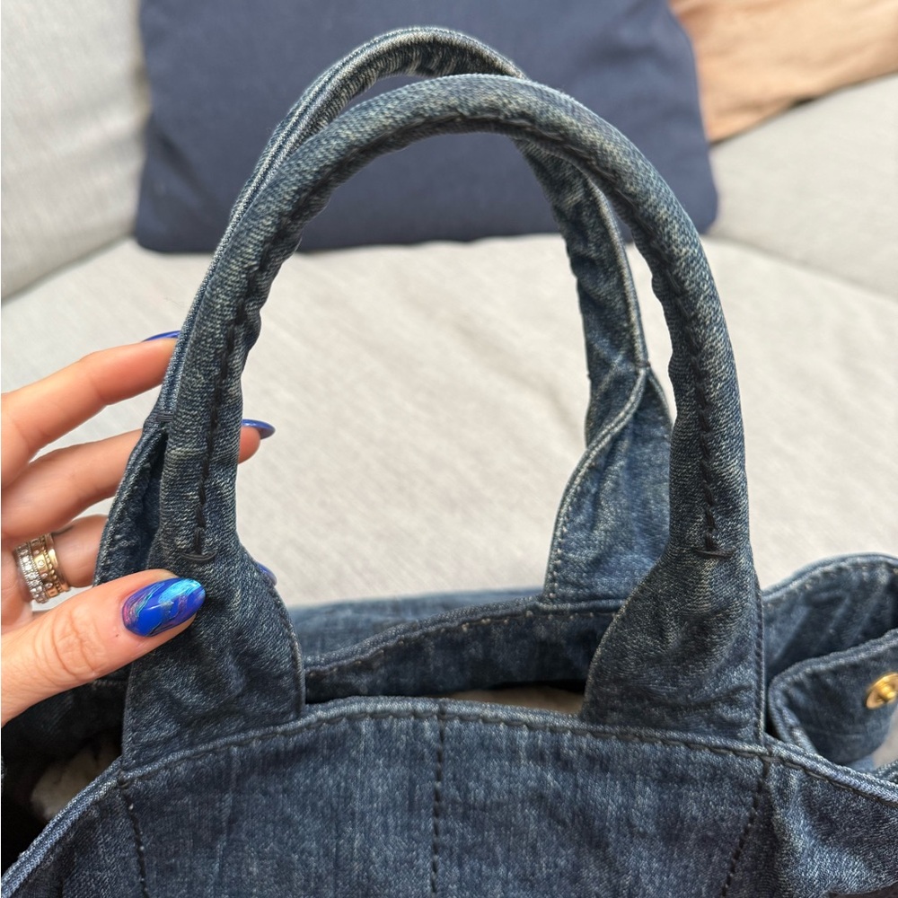 Prada Canapa MM Handbag Denim - Picture 4 of 10